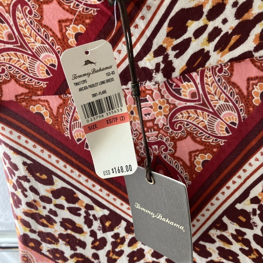NWT Tommy Bahama Paisley Arcata Maxi Dress XS Rayon Vacation Wedding Boho $168 - Picture 9 of 11